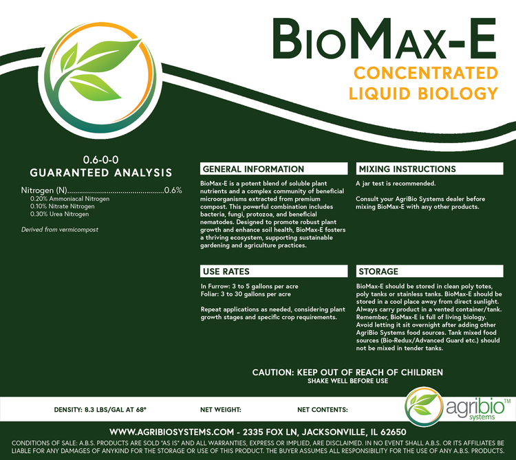 BioMax E - Concentrated Liquid Biology AgriBio Systems BioMax E - Concentrated Liquid Biology AgriBio Systems