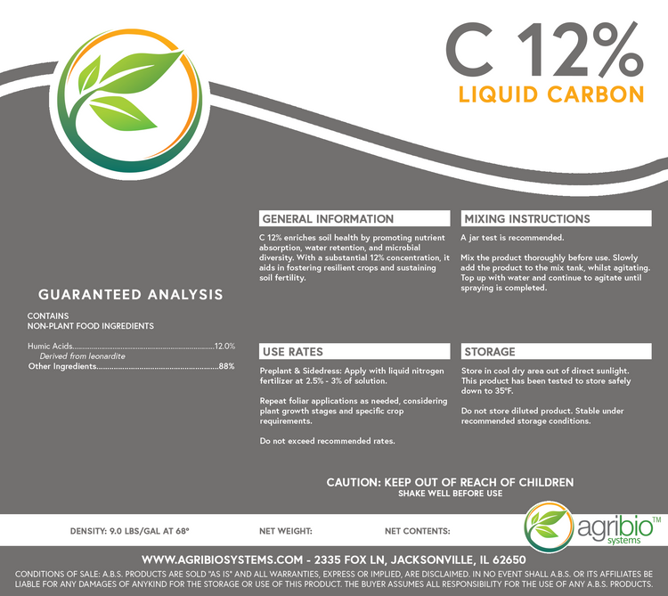 organic carbon liquid fertilizer C 12% – AgriBio Systems